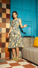 Load image into Gallery viewer, Wide Wrap Belt Dress — Pineapple
