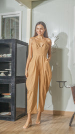 Load image into Gallery viewer, Sweetheart Baggy Jumpsuit in Dark Tan Linen
