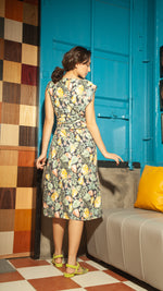 Load image into Gallery viewer, Wide Wrap Belt Dress — Pineapple
