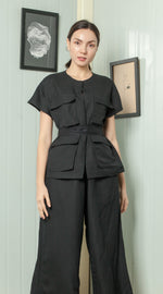 Load image into Gallery viewer, Four Pocket Drop Shoulder Oversized Belted Top
