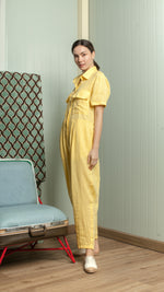 Load image into Gallery viewer, Oversized Short Sleeve Baggy Jumpsuit — Canary Yellow
