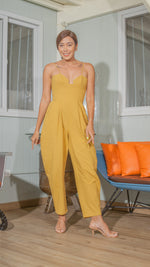 Load image into Gallery viewer, Sweetheart Baggy Jumpsuit in Mustard Linen
