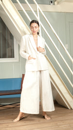 Load image into Gallery viewer, Full Elastic Wide Hem Pants — Cream
