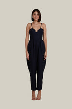 Load image into Gallery viewer, Sweetheart Baggy Jumpsuit in Dark Blue Tweed
