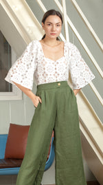 Load image into Gallery viewer, High Back Crop Top — White Lace

