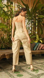Load image into Gallery viewer, Sweetheart Baggy Jumpsuit — Khaki &amp; Gold
