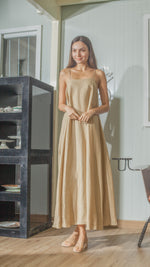 Load image into Gallery viewer, Spaghetti Strap Balloon Dress in Tan Linen
