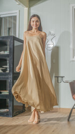 Load image into Gallery viewer, Spaghetti Strap Balloon Dress in Tan Linen
