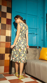 Load image into Gallery viewer, Wide Wrap Belt Dress — Pineapple
