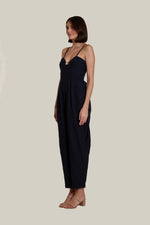 Load image into Gallery viewer, Sweetheart Baggy Jumpsuit in Dark Blue Tweed
