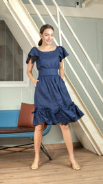 Load image into Gallery viewer, Reversible Butterfly Strap Top in Blue / Black
