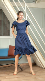 Load image into Gallery viewer, Gathered Hem Skirt - Navy Blue

