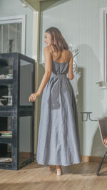 Load image into Gallery viewer, Spaghetti Strap Balloon Dress in Linen Chambray
