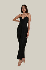 Load image into Gallery viewer, Sweetheart Baggy Jumpsuit in Black Linen
