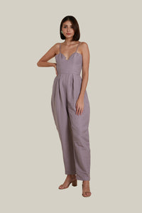 Sweetheart Baggy Jumpsuit in Lavender Linen