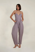 Load image into Gallery viewer, Sweetheart Baggy Jumpsuit in Lavender Linen
