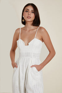 Sweetheart Baggy Jumpsuit in White Tweed