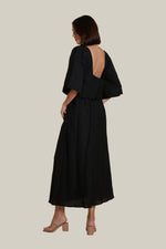 Load image into Gallery viewer, Low Back Crop Top in Black Linen
