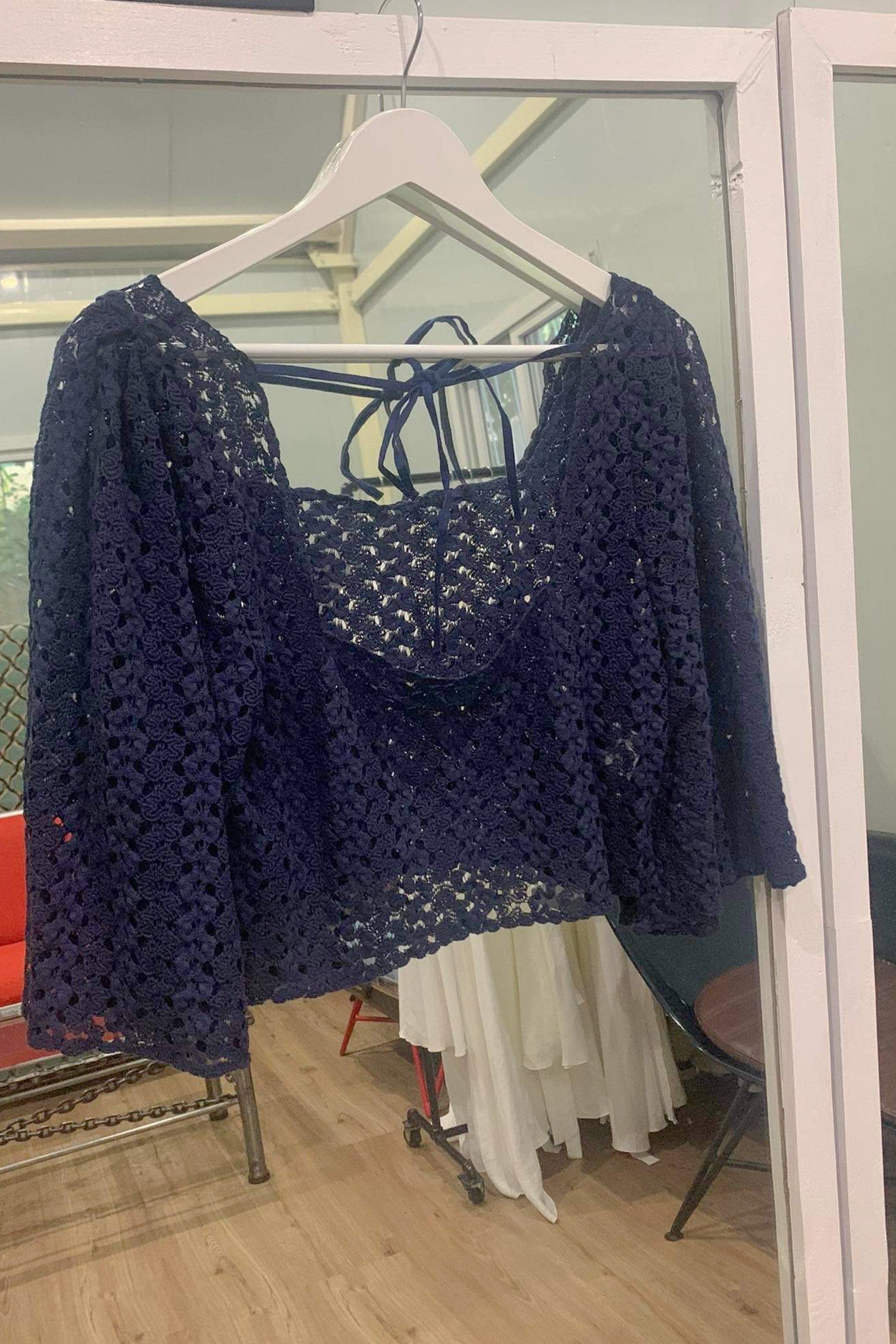 High Back Crop Top — White Lace
