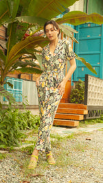 Load image into Gallery viewer, Front Zip Lapel Tapered Jumpsuit — Pineapple
