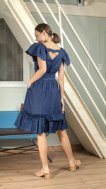 Load image into Gallery viewer, Reversible Butterfly Strap Top in Blue / Black
