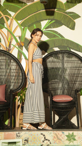 String Pants - Mix Blue Stripe Print