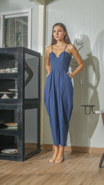 Load image into Gallery viewer, Sweetheart Baggy Jumpsuit in French Navy Linen
