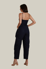 Load image into Gallery viewer, Sweetheart Baggy Jumpsuit in Dark Blue Tweed
