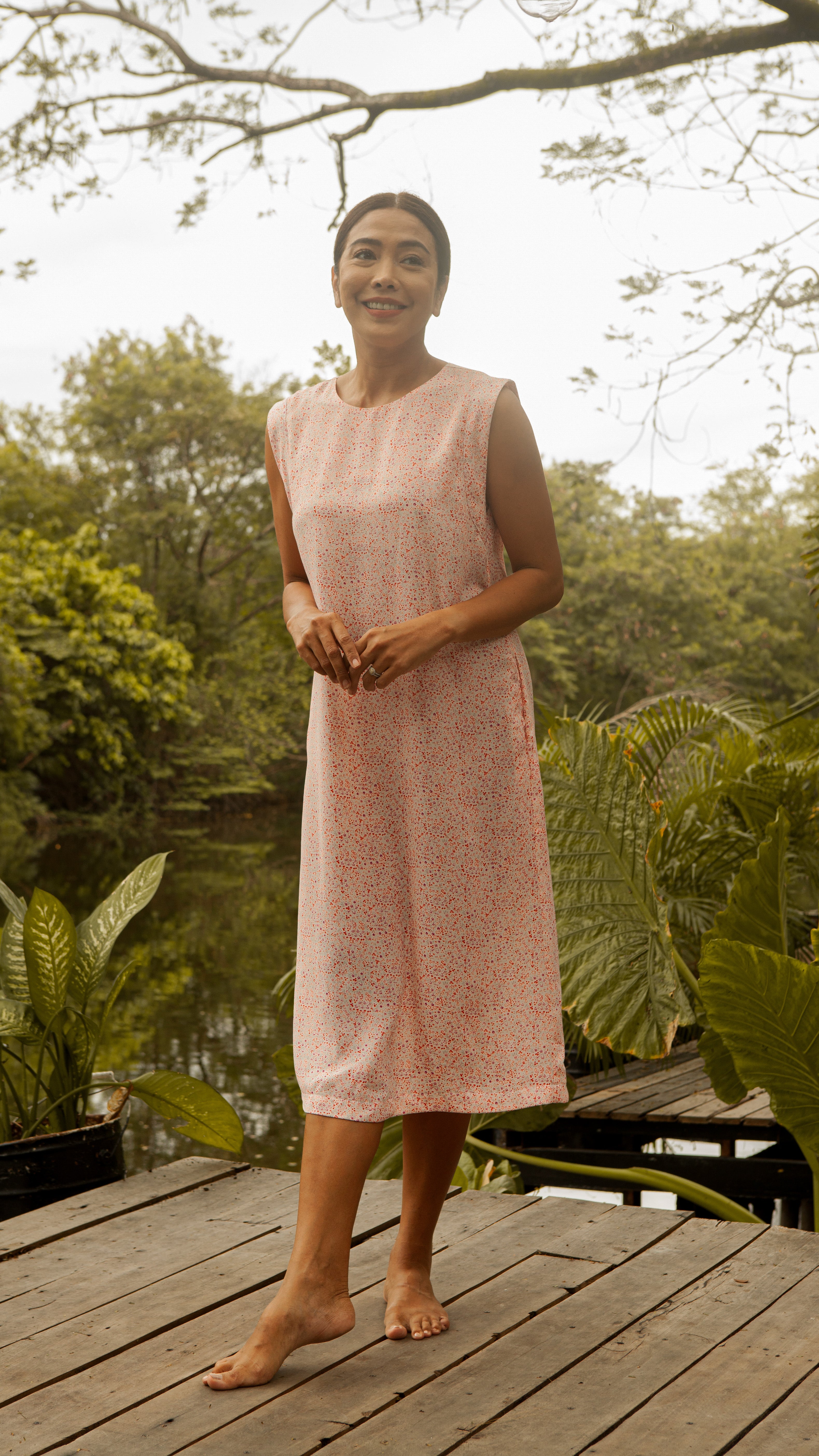 Wide Wrap Belt Dress — Floral