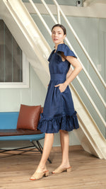 Load image into Gallery viewer, Gathered Hem Skirt - Navy Blue
