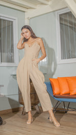 Load image into Gallery viewer, Sweetheart Baggy Jumpsuit in Nude Linen
