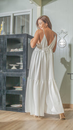 Load image into Gallery viewer, Double Strap V-Neckline Long Dress in White Crepe
