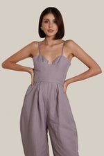 Load image into Gallery viewer, Sweetheart Baggy Jumpsuit in Lavender Linen
