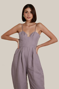 Sweetheart Baggy Jumpsuit in Lavender Linen