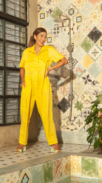 Load image into Gallery viewer, Oversized Short Sleeve Baggy Jumpsuit — Dark Yellow
