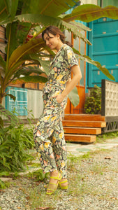 Front Zip Lapel Tapered Jumpsuit — Pineapple