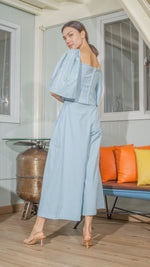 Load image into Gallery viewer, Corset in Light Blue Woven Linen
