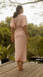Load image into Gallery viewer, Short Mushroom Sleeve Wrap Long Dress — Floral
