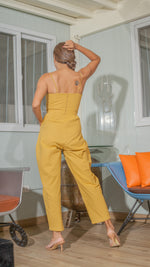 Load image into Gallery viewer, Sweetheart Baggy Jumpsuit in Mustard Linen
