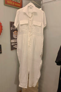 Oversized Short Sleeve Baggy Jumpsuit — White