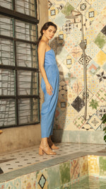 Load image into Gallery viewer, Sweetheart Baggy Jumpsuit — Bright Blue
