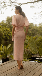 Load image into Gallery viewer, Short Mushroom Sleeve Wrap Long Dress — Floral
