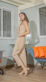 Load image into Gallery viewer, Sweetheart Baggy Jumpsuit in Nude Linen
