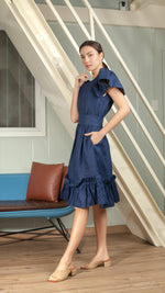 Load image into Gallery viewer, Gathered Hem Skirt - Navy Blue
