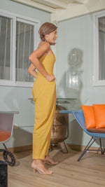 Load image into Gallery viewer, Sweetheart Baggy Jumpsuit in Mustard Linen
