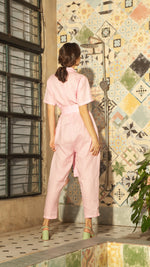 Load image into Gallery viewer, Oversized Short Sleeve Baggy Jumpsuit — Baby Pink
