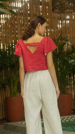 Load image into Gallery viewer, Reversible Top — Maroon Linen / Floral

