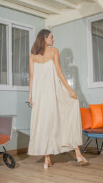 Load image into Gallery viewer, Spaghetti Strap Balloon Dress in Beige Linen
