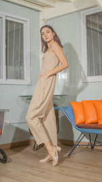 Load image into Gallery viewer, Sweetheart Baggy Jumpsuit in Nude Linen
