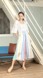 Load image into Gallery viewer, Multicolor Stripe Full Elastic Wide Hem Pants - Petite and Regular
